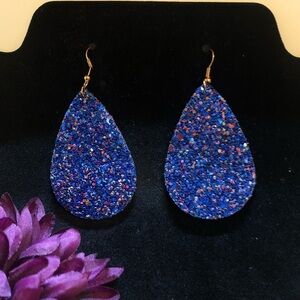 5/$20 sparkle blue‎ and red oval earrings